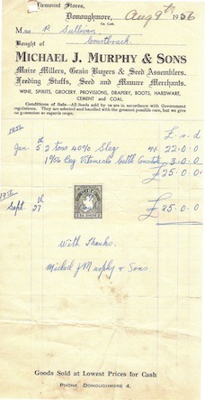 Receipt Michael Murphy and Sons 1956