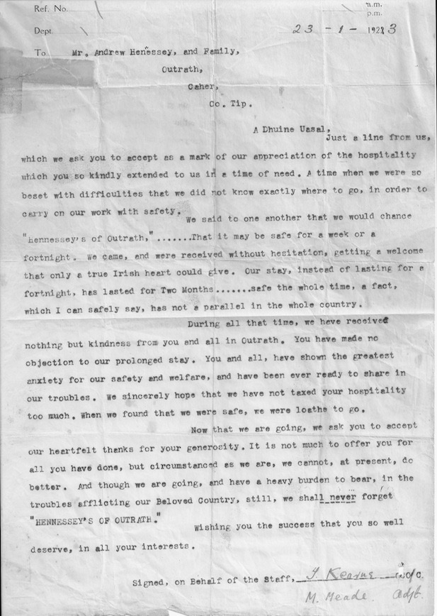 Tipperary Brigade Letter 1923 (cont)