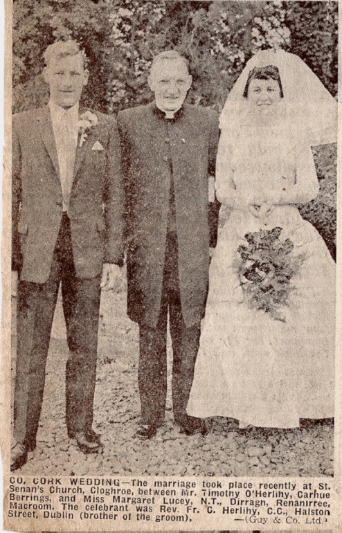 Heritage - 1963 - Marriage at Cloghroe of Timothy O'Herlihy (Berrings) & Margaret Lucey (Renaniree).jpg