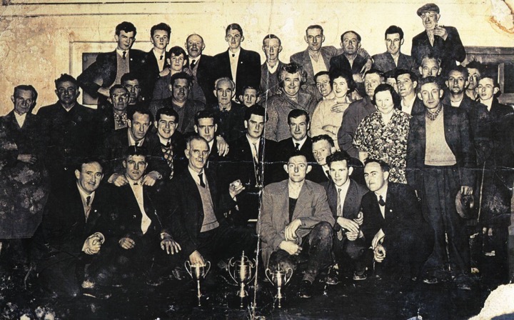 A bowlplaying group at Cloghroe in the late 1950s