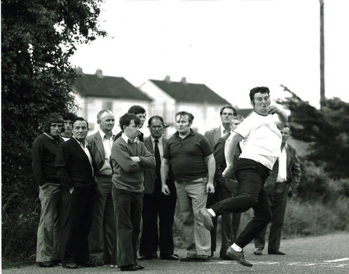 A fine action picture of Cloghroe left-handed bowlplayer, the late Tony Cotter
