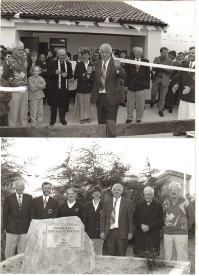 A red letter day for Inniscarra Pitch and Putt as Barry Murray cuts the tape to open the new Clubhouse and improved grounds at Ballyanly in 1994